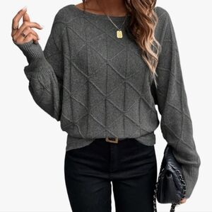 NWT Women's Civoux Ecru Green Pullover Sweater W/ Diamond Pattern XL